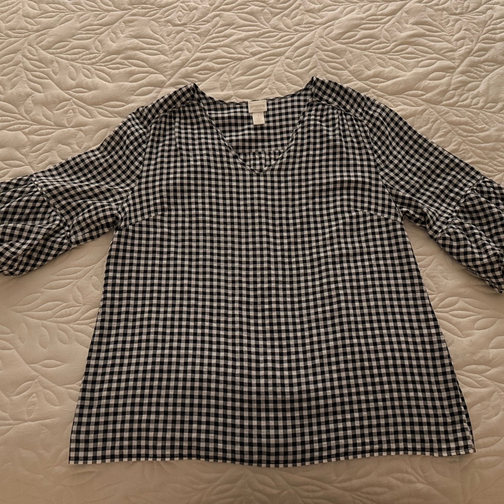 Chico’s Gingham V-Neck Women's Top